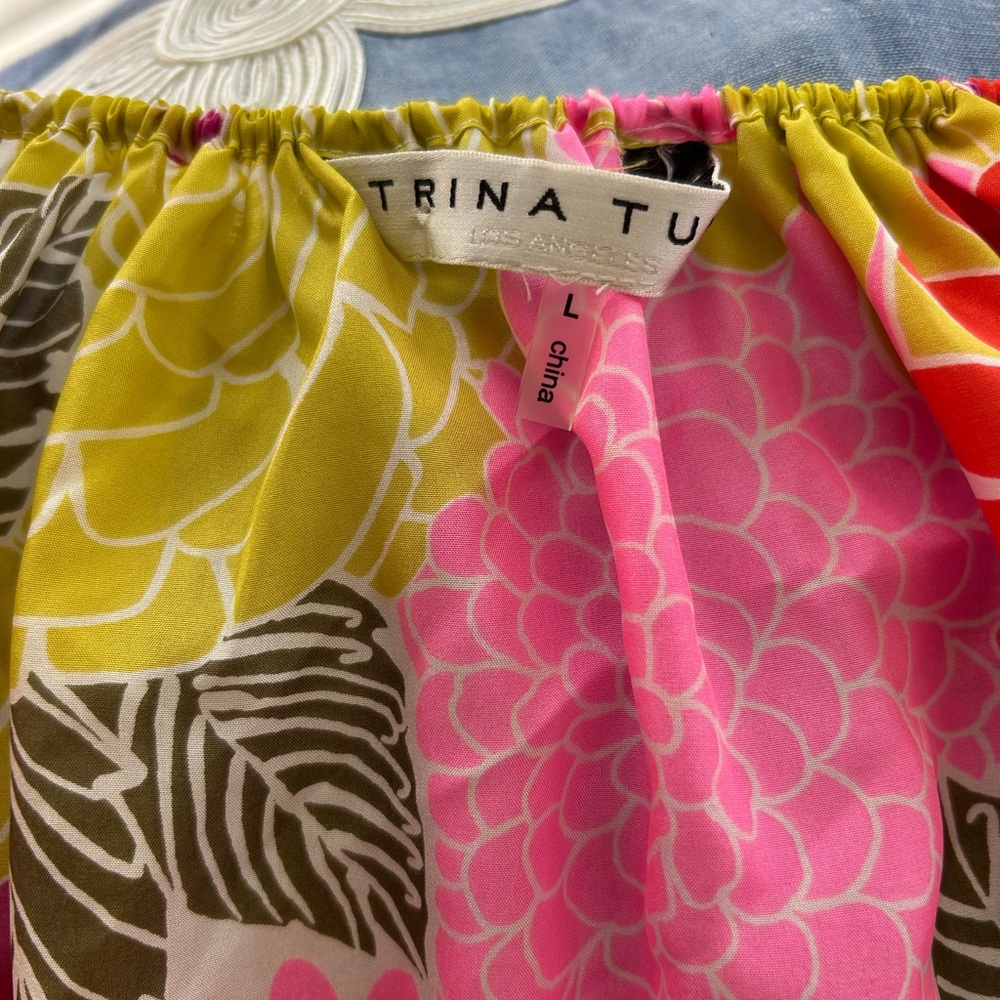 Trina Turk Vibrant Floral Exaggerated Sleeve Top - Picture 7 of 11